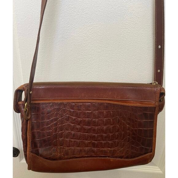 Brahmin Croc print shoulder bag brown vintage Needs TLC - Picture 10 of 16